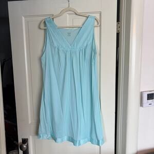 Exquisite Form Coloratura Sleeveless Short Nightgown Aqua Blue XL